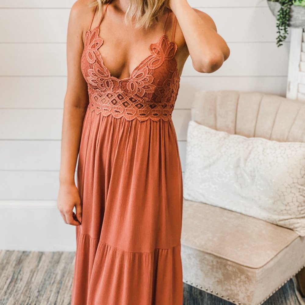 Light Rust WISHLIST Bralette Maxi Dress (Free People Dupe)